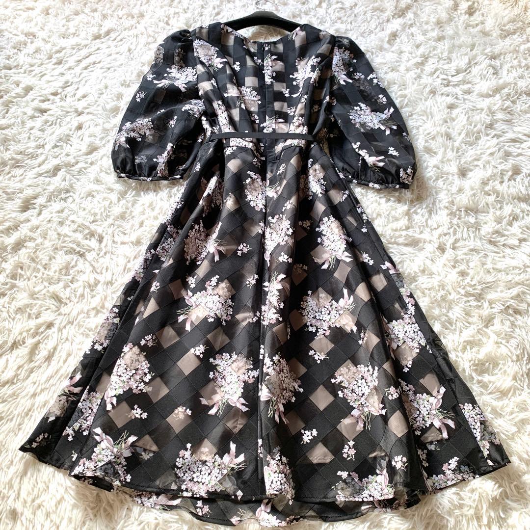 新品✨人気 エムズグレイシー 花柄 チュール ロング ワンピース ドレス 40