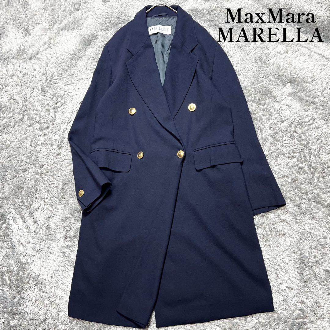 MaxMara マレーラ 金ボタン ライトチェスターコート XL相当 美品
