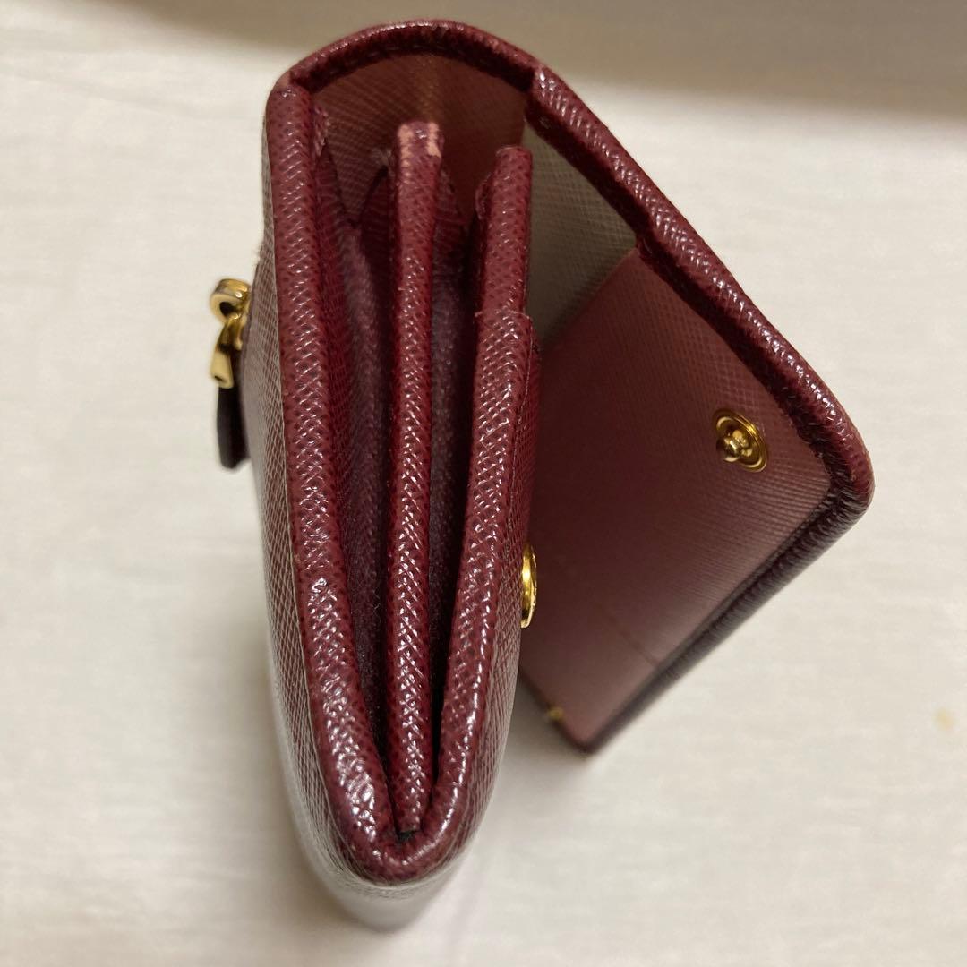 PRADA バーガンディ 長財布　サフィアーノ　レザー