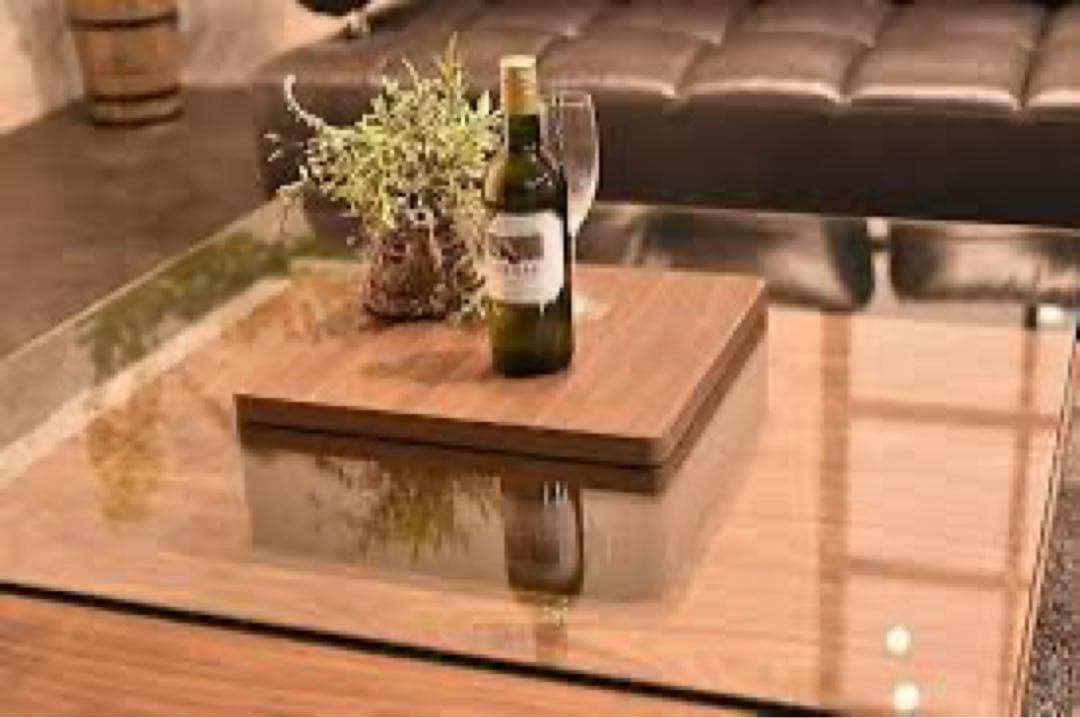 ARMONIA【超美品】ガラスセンターテーブルウォルナット※送料込み