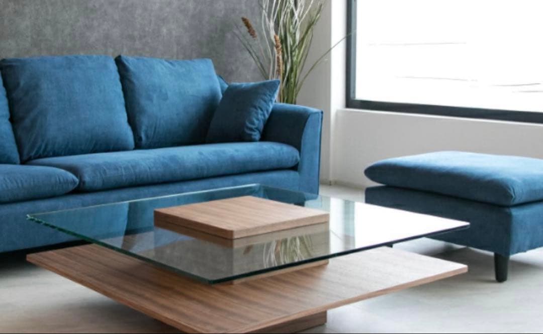 ARMONIA【超美品】ガラスセンターテーブルウォルナット※送料込み