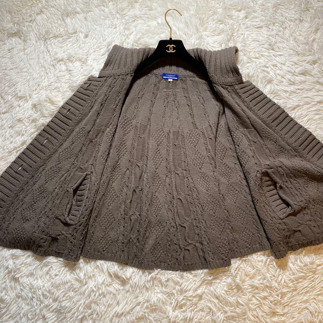 極美品 バーバリーブルーレーベル ケーブル ニット ポンチョ