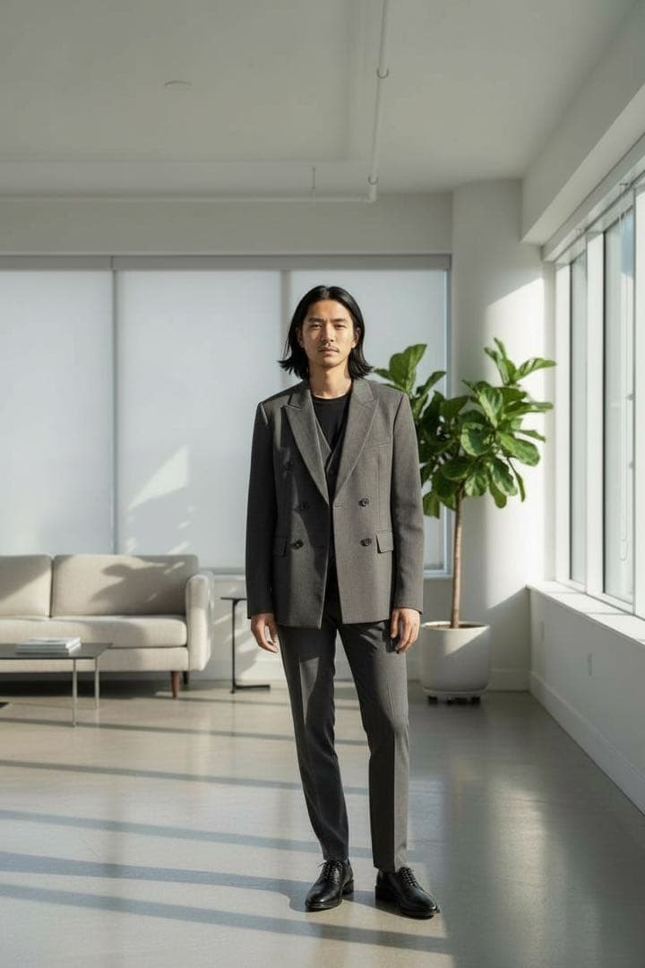 【美品】スーツ セットアップ スリーピース ヘリンボーン ダブル 総裏 ブラウン