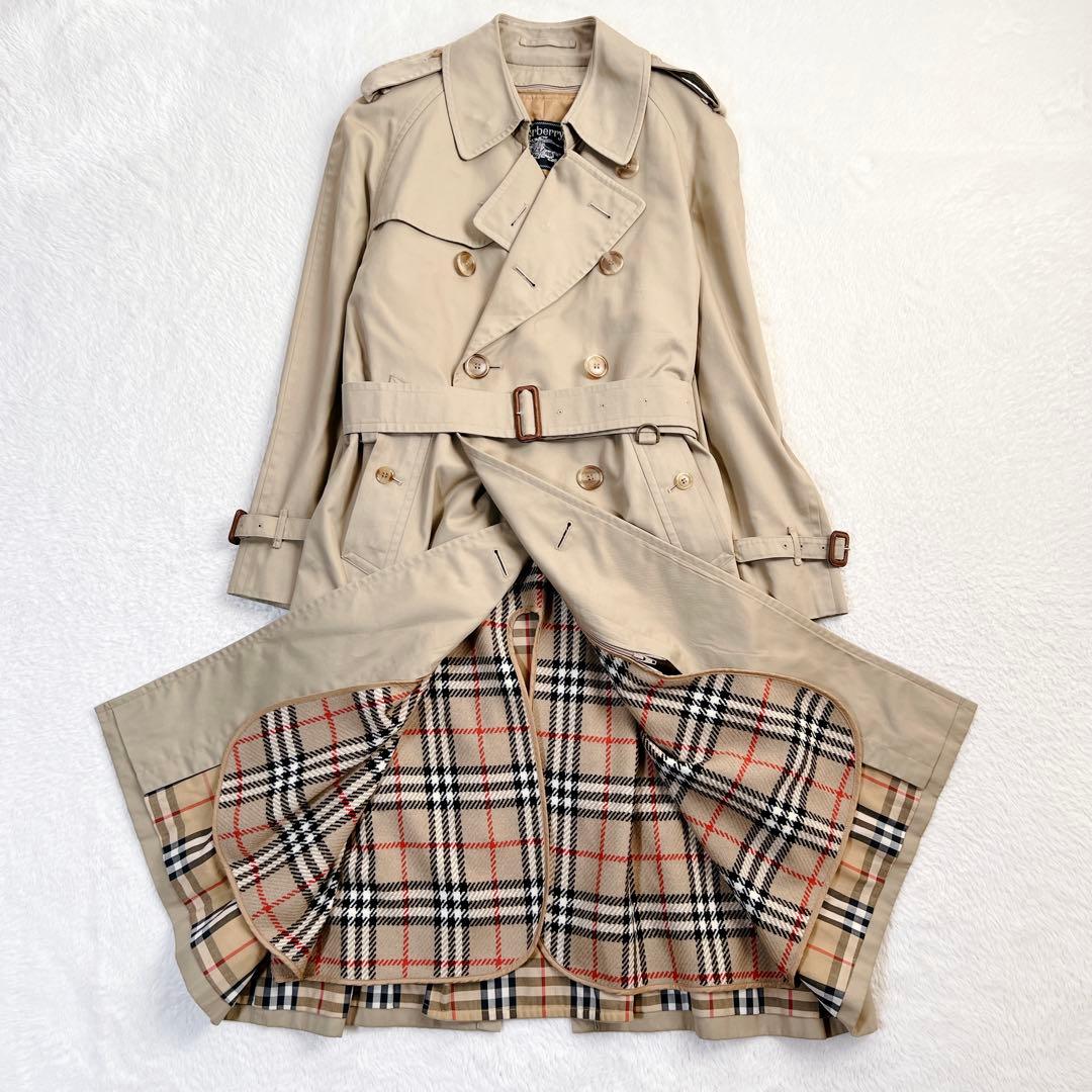 美品✨バーバリー ロング トレンチコート ハニーベージュ ウールライナー XL
