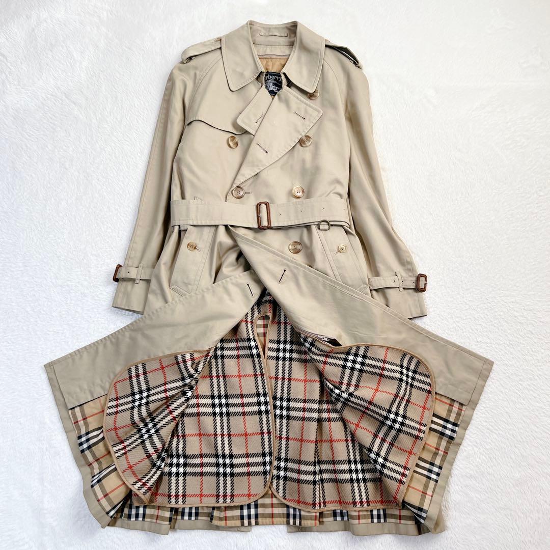 美品✨バーバリー ロング トレンチコート ハニーベージュ ウールライナー XL