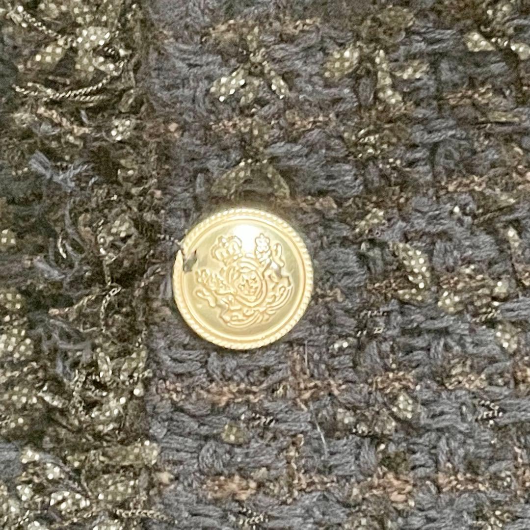 【美品】シップス　23AW ニット ツイード カーディガン　ネイビー 銀ボタン