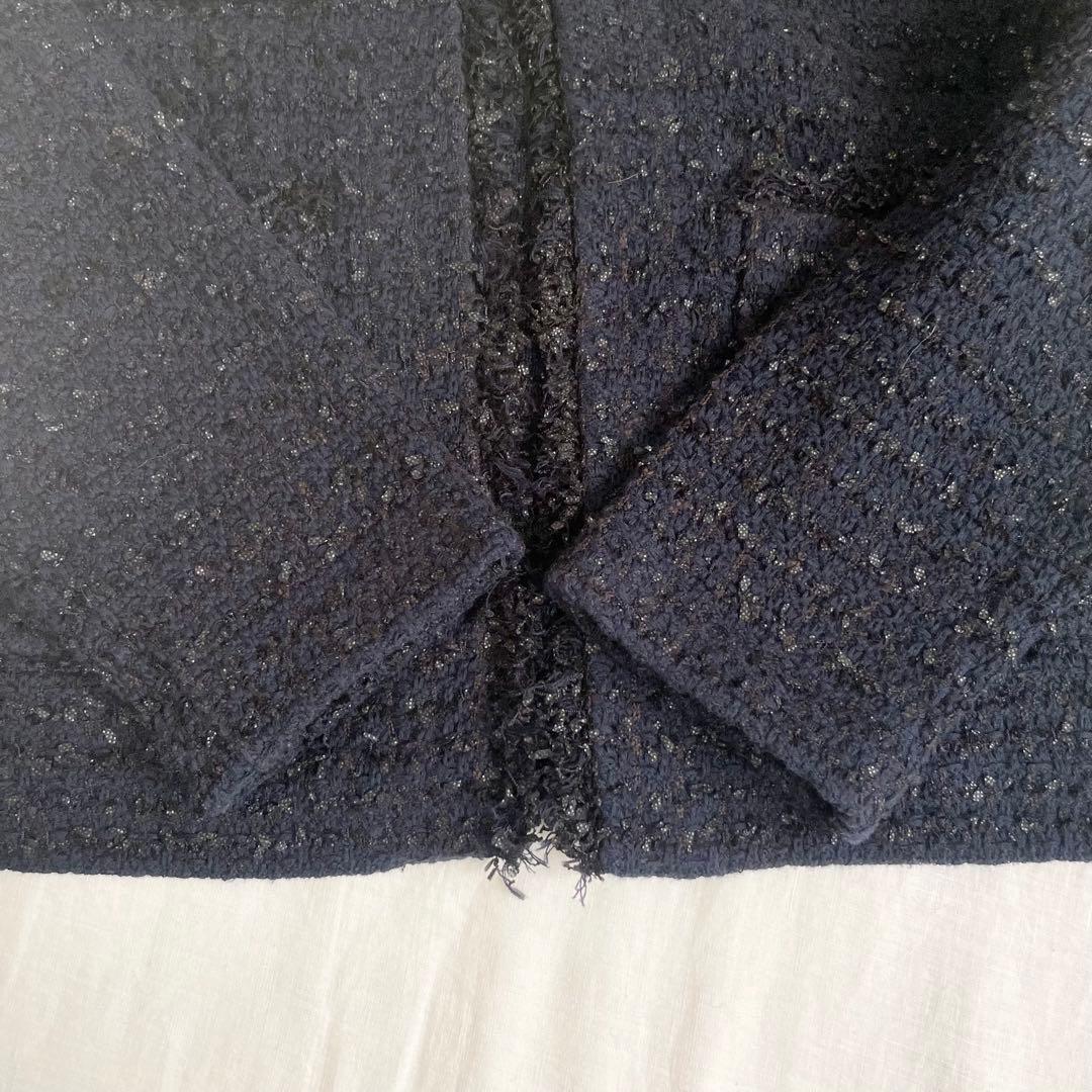 【美品】シップス　23AW ニット ツイード カーディガン　ネイビー 銀ボタン