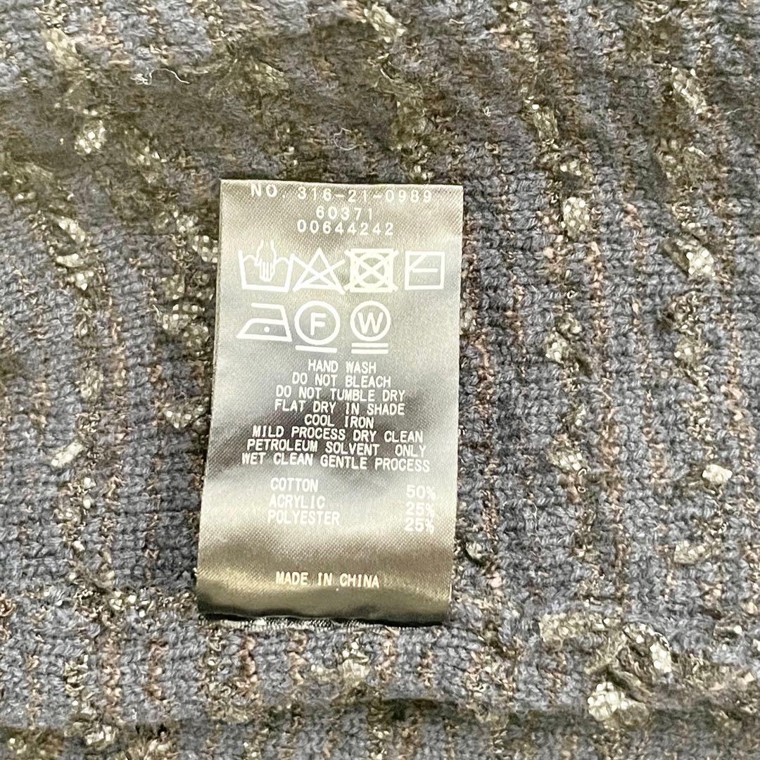 【美品】シップス　23AW ニット ツイード カーディガン　ネイビー 銀ボタン