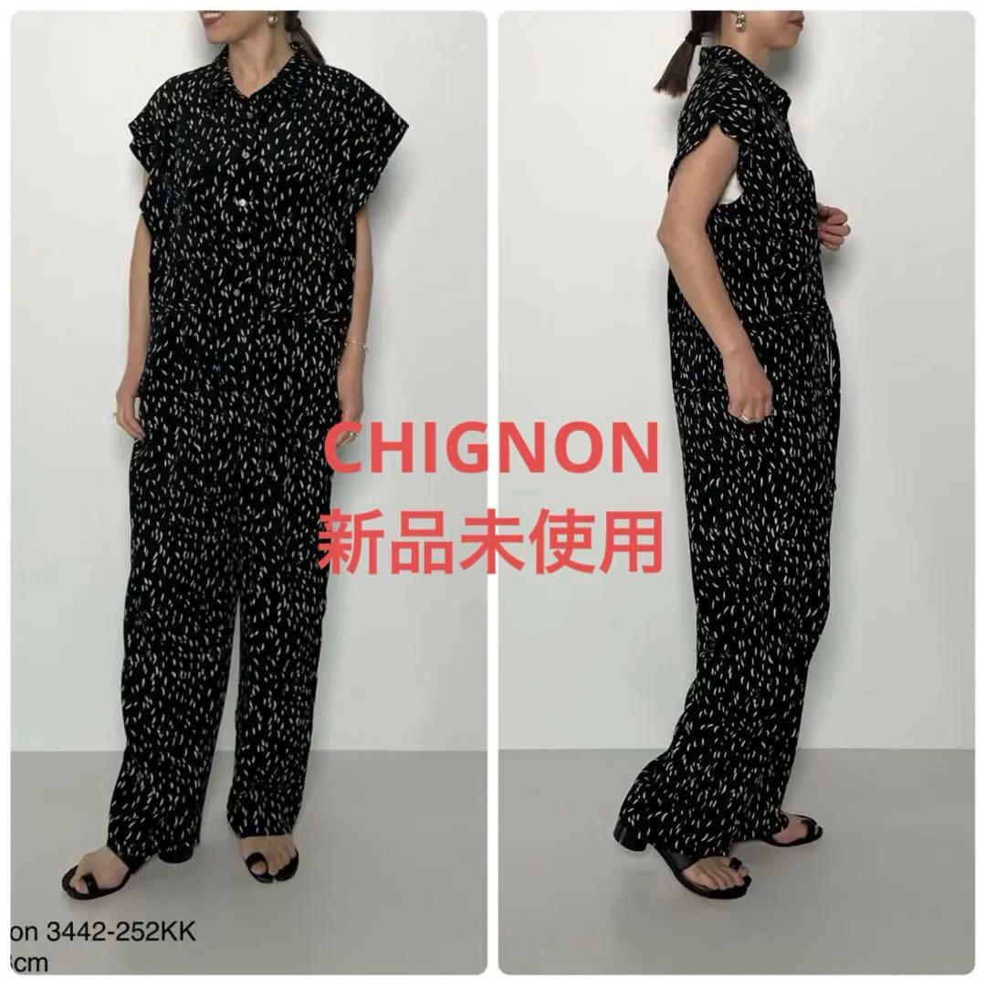 【新品未使用】CHIGNON プリント柄シャツコンビネゾン オールインワン完売品