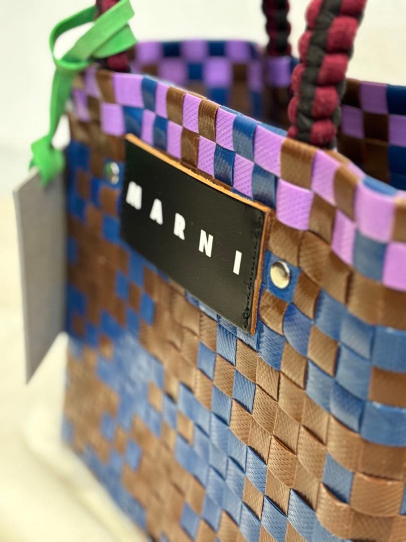 MARNI マルニマーケット 超美品 かごバッグ 茶X青X紫