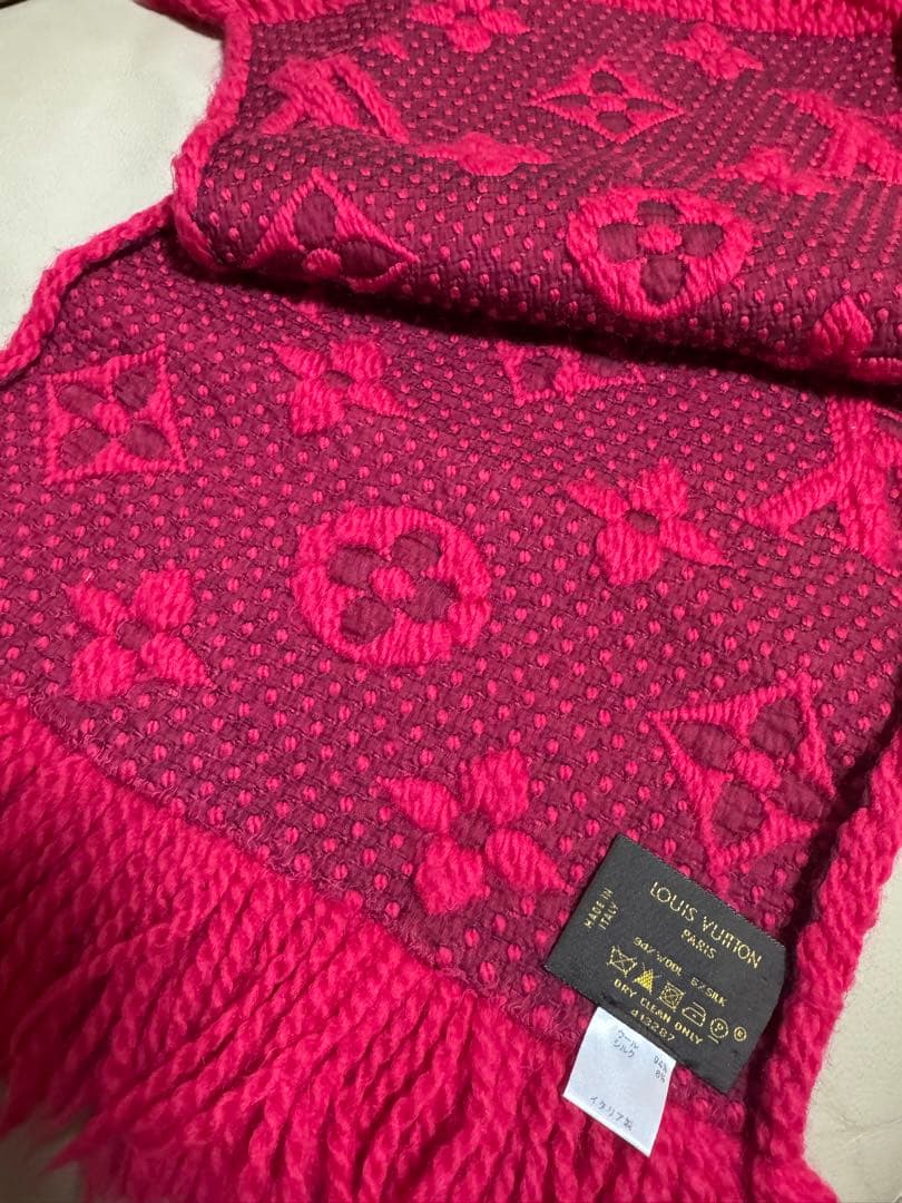 LOUIS VUITTON 赤 マフラー ウール シルク