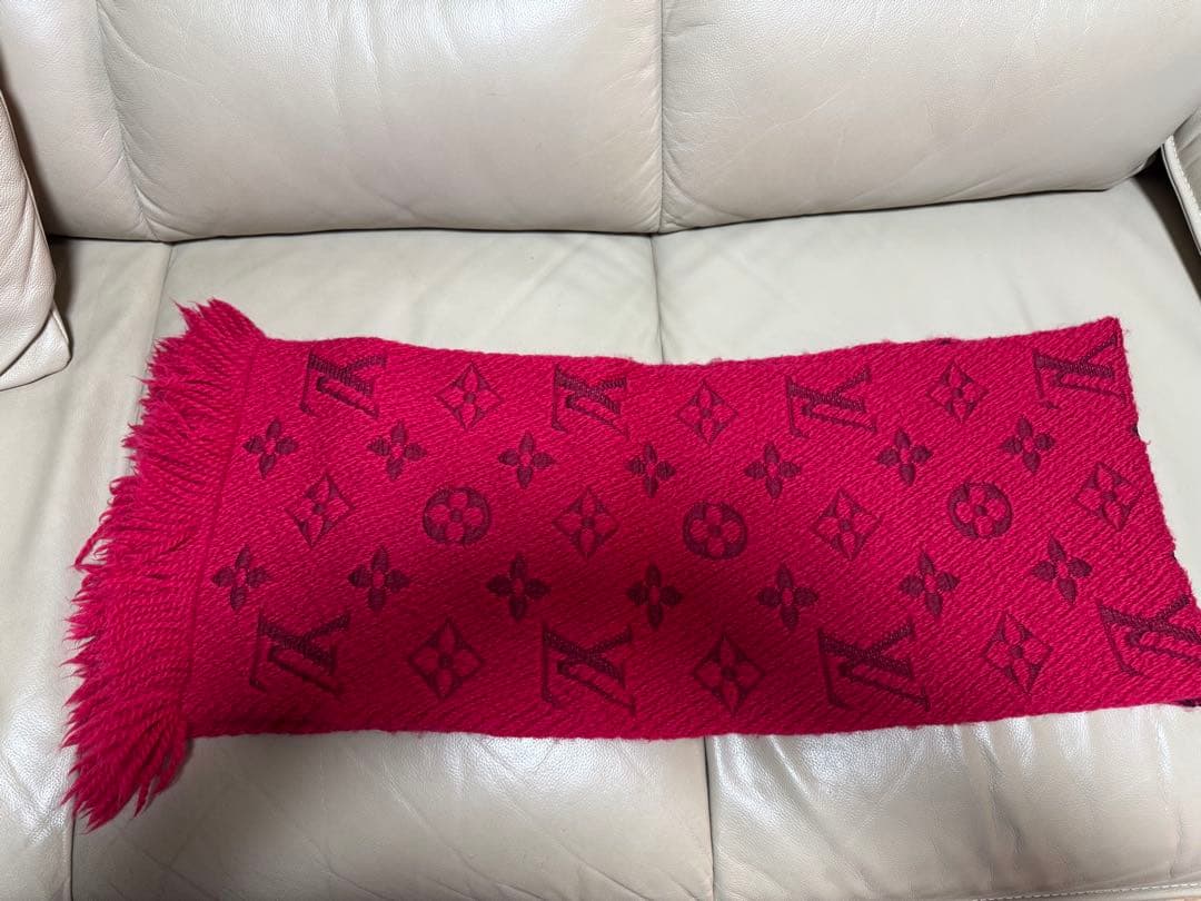 LOUIS VUITTON 赤 マフラー ウール シルク