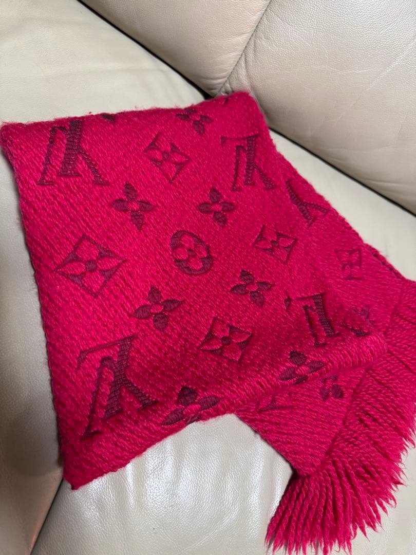 LOUIS VUITTON 赤 マフラー ウール シルク
