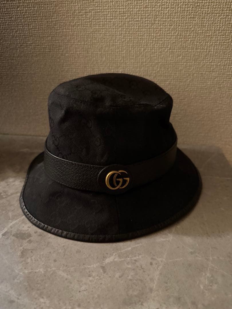 GUCCI ブラック バケットハット Lサイズ