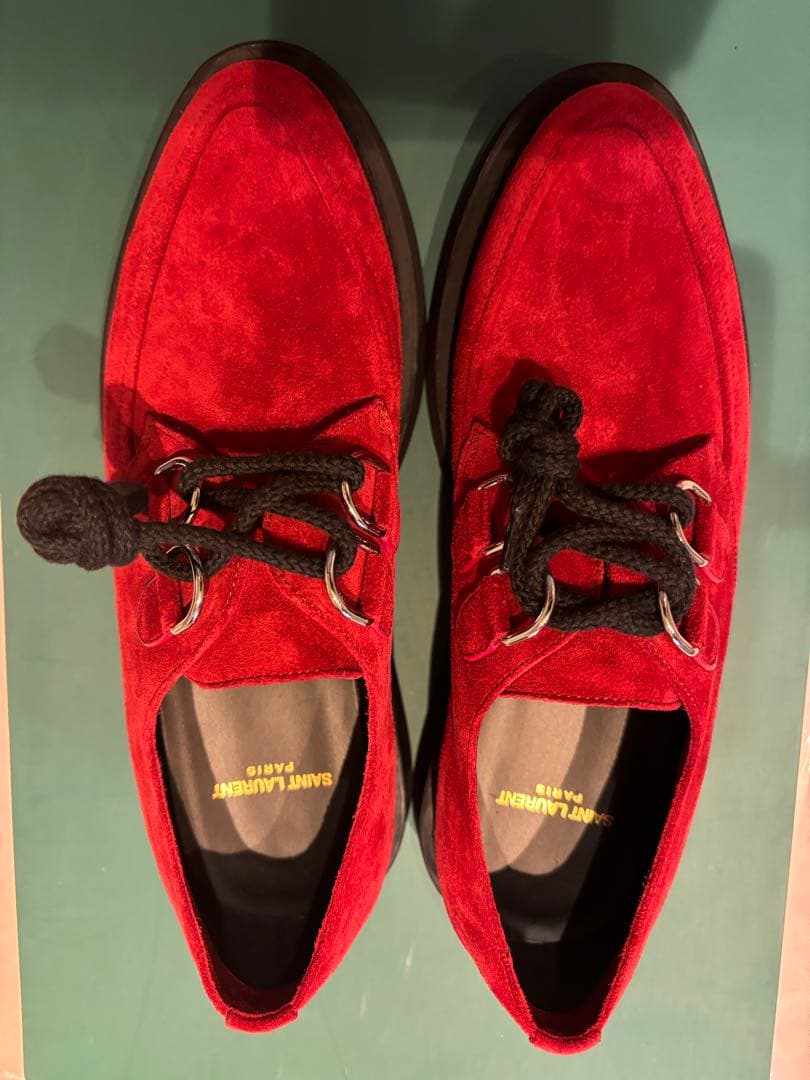 【新品未使用】大特価SAINT LAURENT レッド スエード シューズ