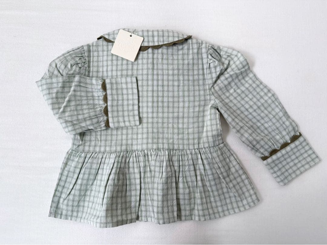 アポリナ Apolina Worker Check Sage ブラウス　2-3y