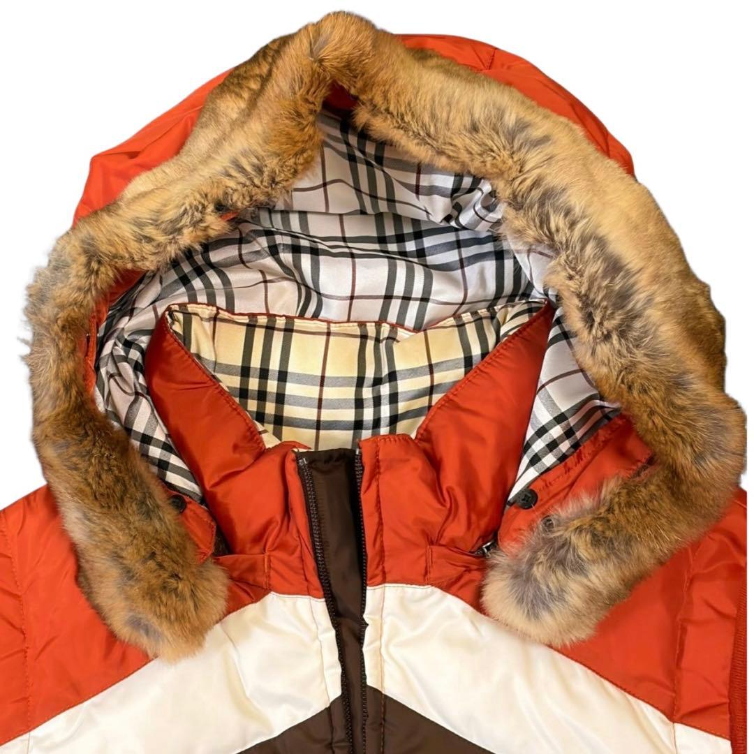 バーバリーブラックレーベル ダウンベスト ノバチェック フード M ホースロゴ