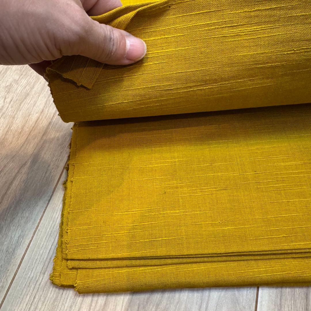 未使用　超美品　会津木綿　もめん　綿　反物　黄色　無地　ハンドメイド