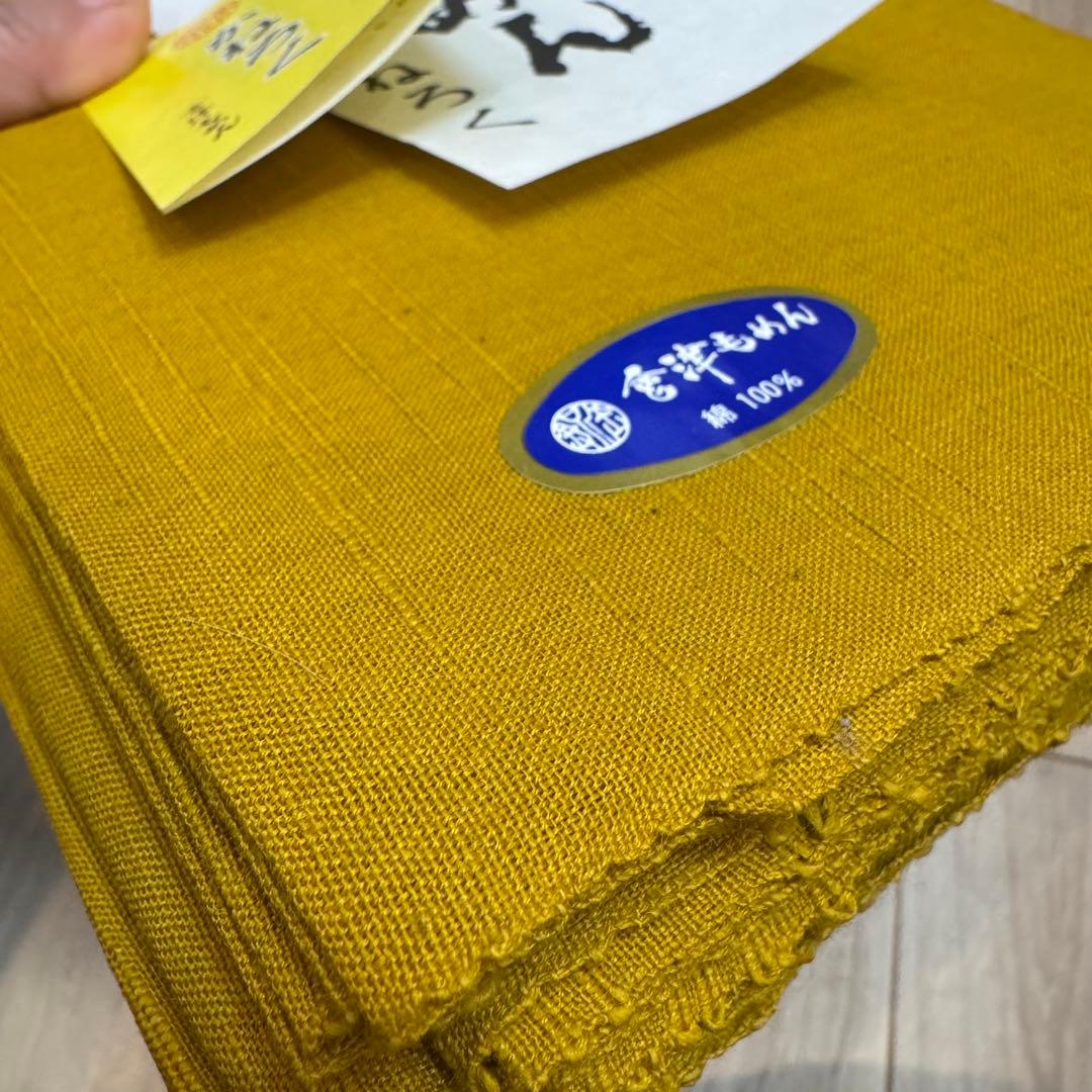 未使用　超美品　会津木綿　もめん　綿　反物　黄色　無地　ハンドメイド