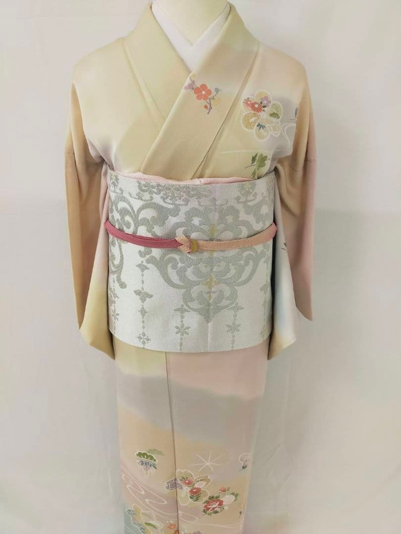 美品　正絹袷　手描き友禅訪問着単品