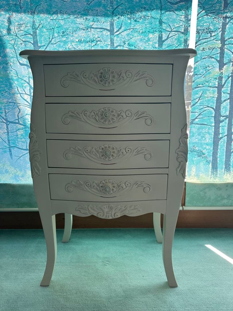 クロシオ コモ チェスト4D ホワイト 幅55cm 完成品 アンティーク調