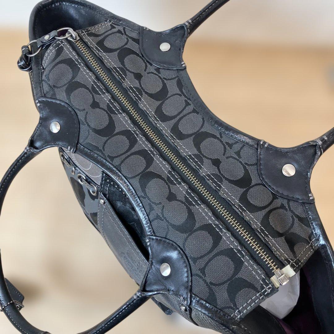 COACH パッチワーク レザー トートバッグ ブラック 保存袋付き