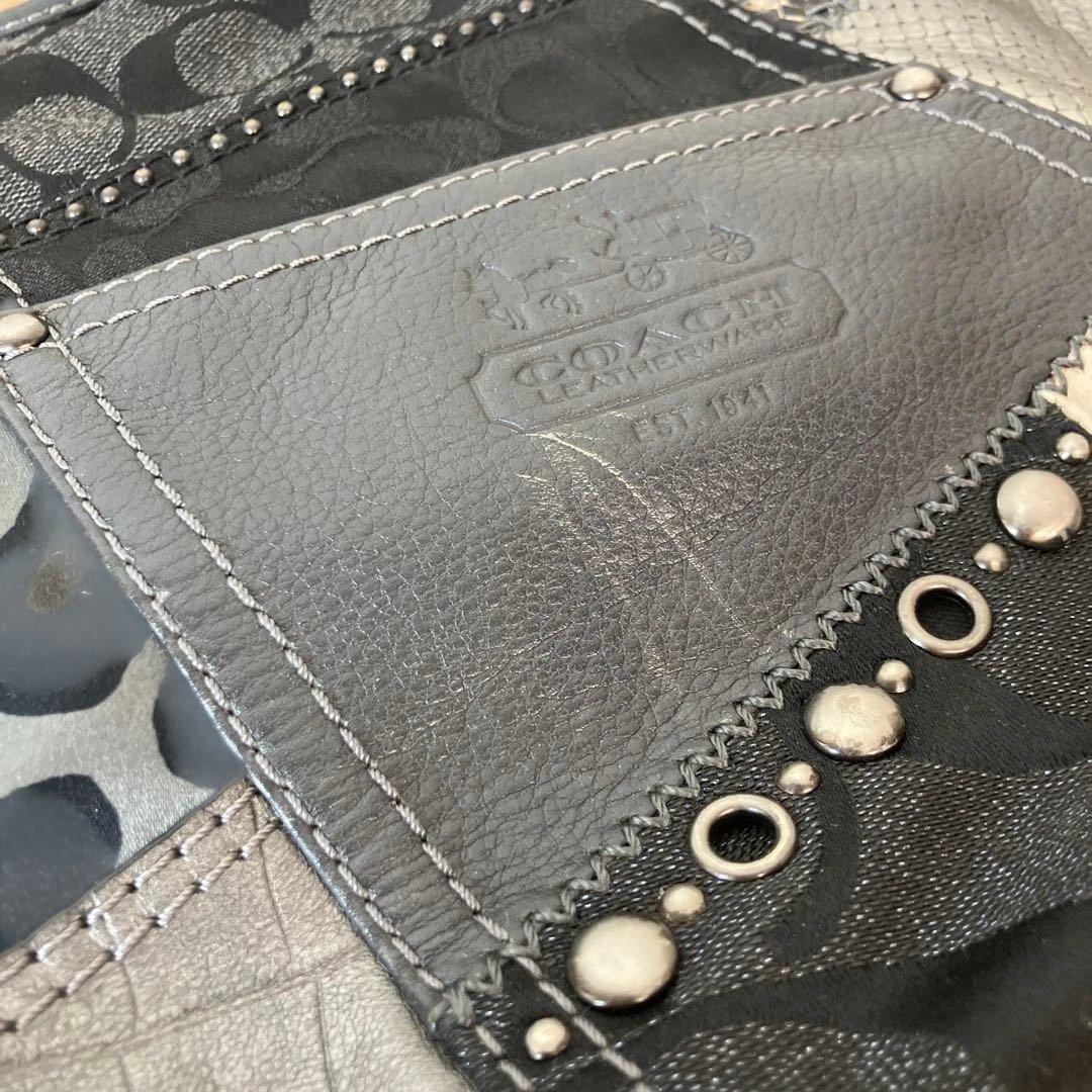 COACH パッチワーク レザー トートバッグ ブラック 保存袋付き