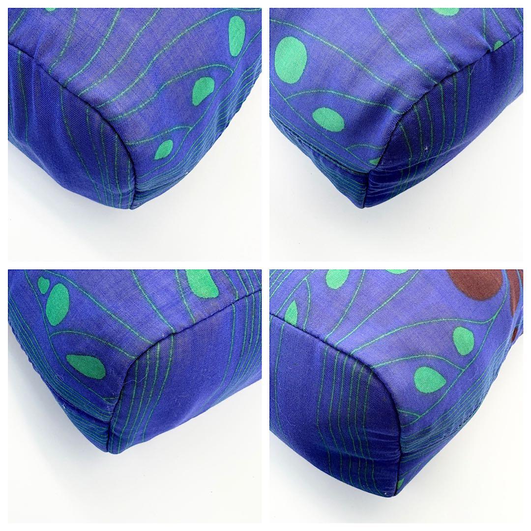 【美品・希少】PRADA　トートバック　花柄　2way　三角ロゴ　A4可　ブルー