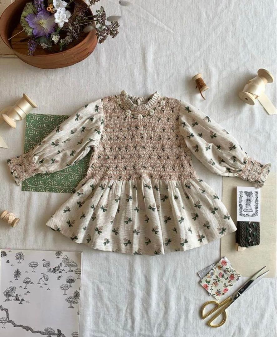 ワンピース bonjour diary HANDSMOCK BLOUSE 8y