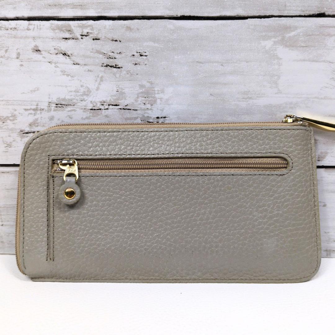 ATAO アタオ スリモ ケリー グレージュ 財布 金ロゴ 長財布 シボ