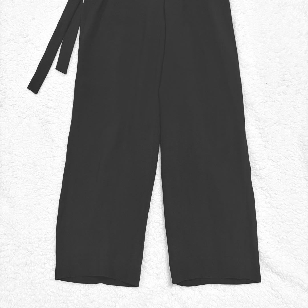 美品✨セオリー オールインワン クレープ カシュクール ウエストリボン 黒