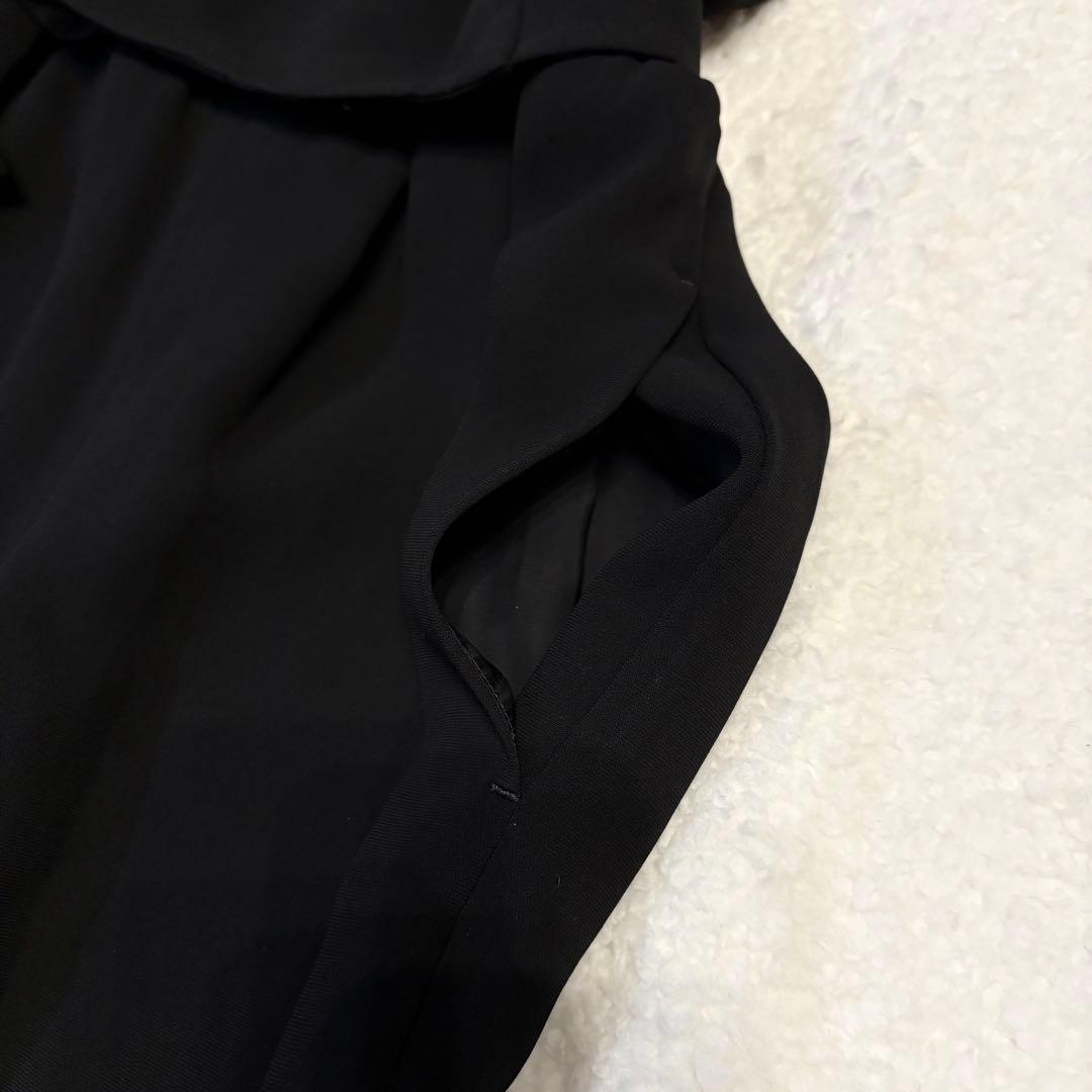 美品✨セオリー オールインワン クレープ カシュクール ウエストリボン 黒