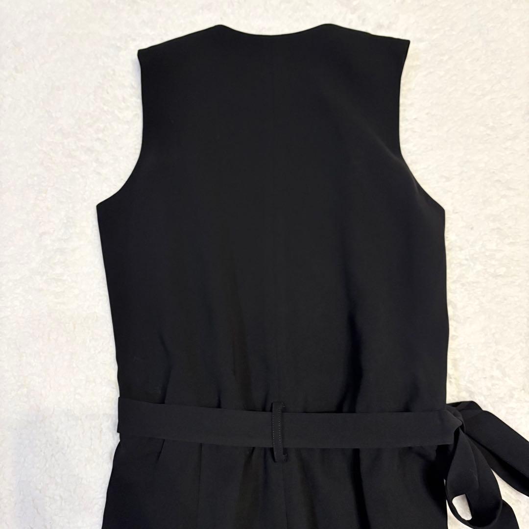 美品✨セオリー オールインワン クレープ カシュクール ウエストリボン 黒