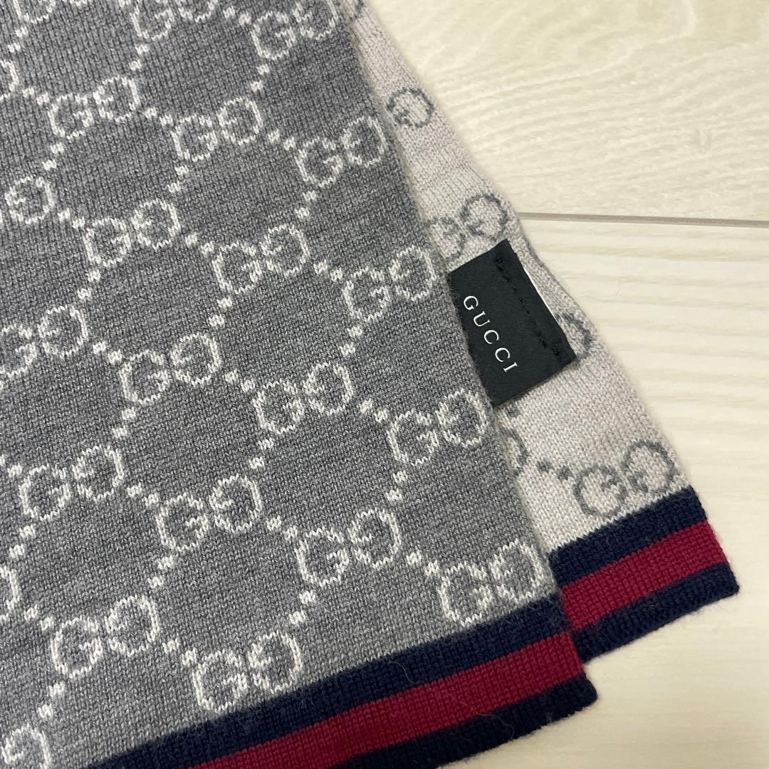 GUCCI GGロゴマフラー グレー/ベージュ
