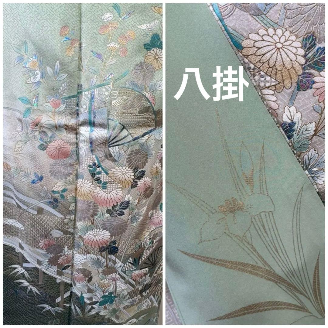 新春特別価格♦️4点フルセット　正絹　訪問着　袋帯　帯揚げ　帯締め