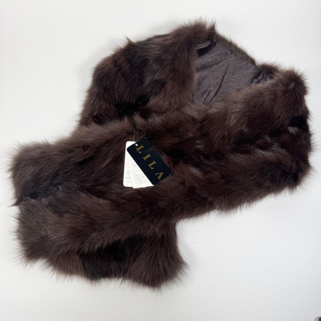 タグ付き ロシアンセーブル 毛皮 ショール ファーマフラー ティペット LILA