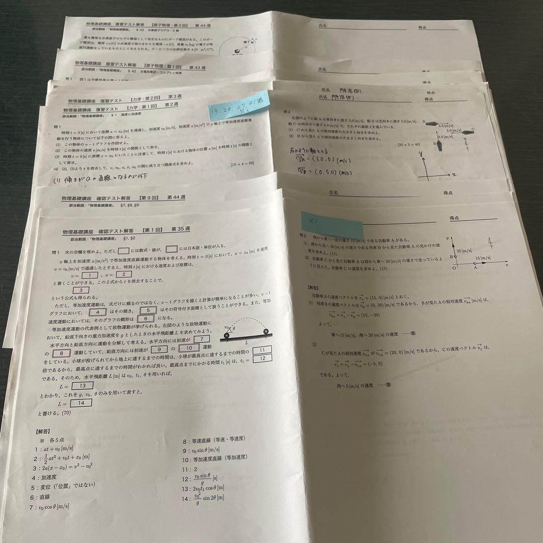 鉄緑会2023年度高2物理基礎講座復習テスト