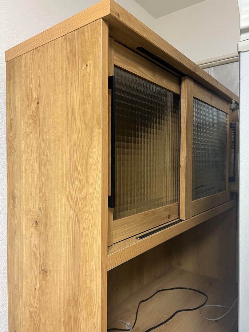 【美品】大川家具 木目調キッチンボード 幅100cm 高さ182cm