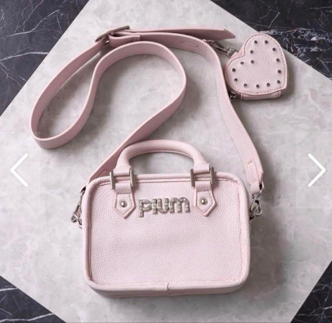 pium ハートポーチ付きミニボストンバッグ ピウム ピンク PINK