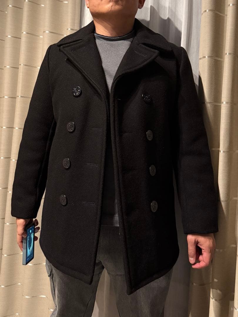 【着用1回】Schott USA製740N Pコート36 黒 ブラック美品 肉厚