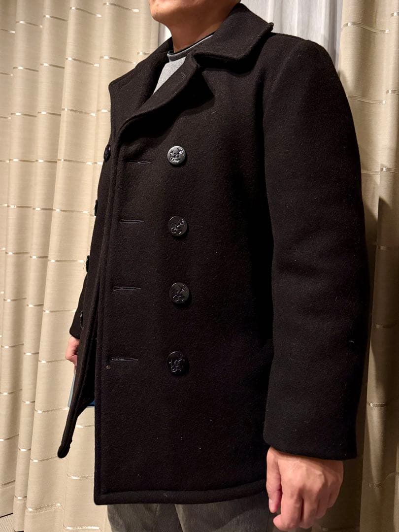 【着用1回】Schott USA製740N Pコート36 黒 ブラック美品 肉厚