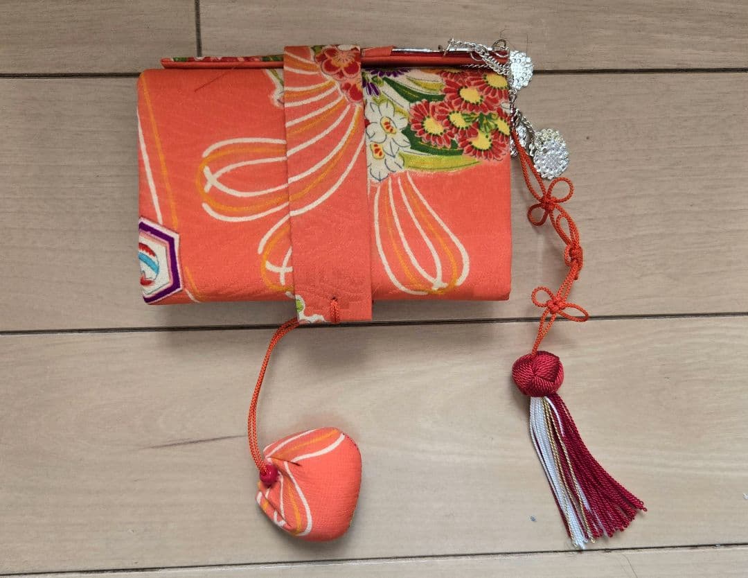おはりばこ　古布の丸巾着とはこせこおそろいセット【巾着＆筥迫同柄セット】七五三