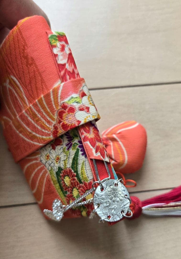 おはりばこ　古布の丸巾着とはこせこおそろいセット【巾着＆筥迫同柄セット】七五三