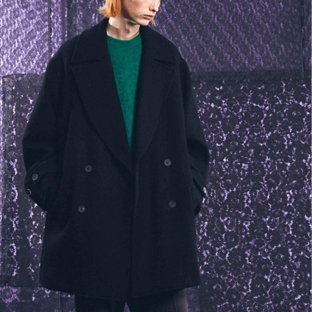 SUPER100S 水ビ混紡ダブルクロスメルトンプライムオーバーPコート