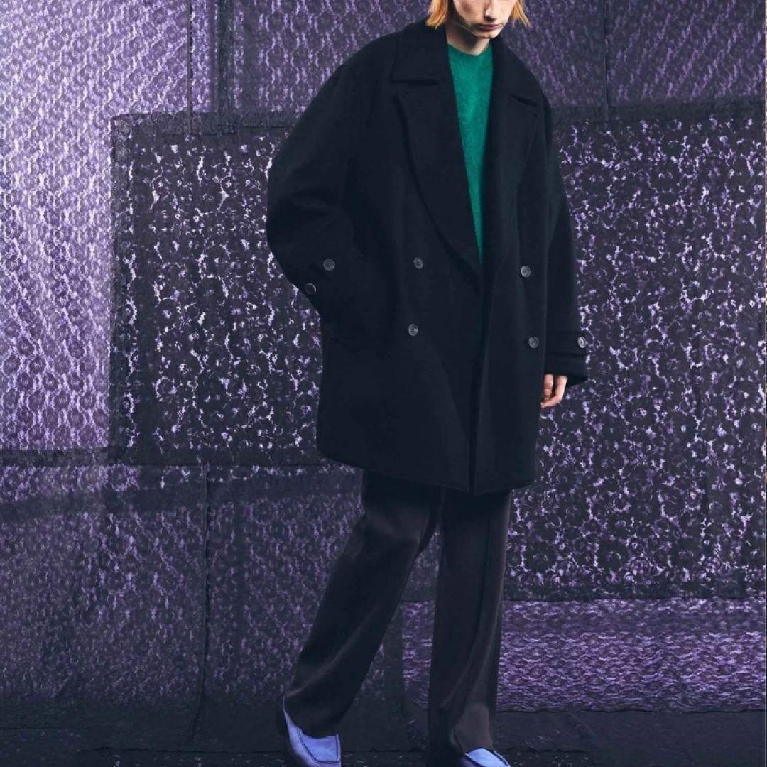 SUPER100S 水ビ混紡ダブルクロスメルトンプライムオーバーPコート