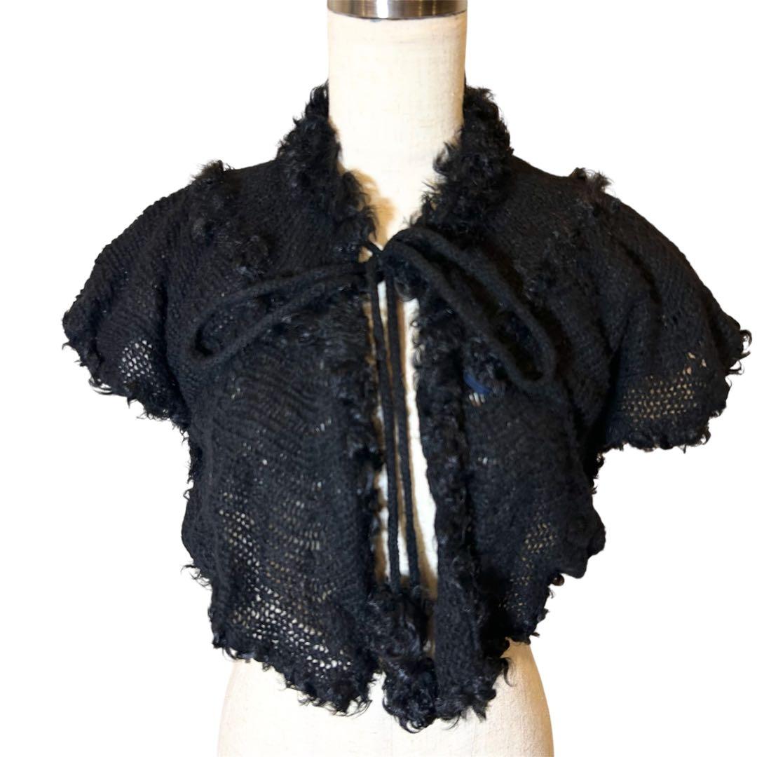 美品✨️BURBERRY ラム 毛皮 ウール ティペット ボレロ カーディガン