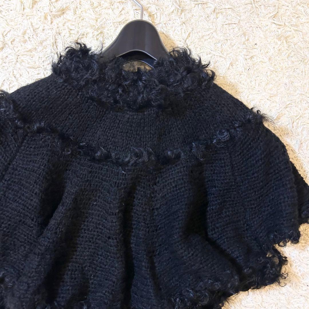 美品✨️BURBERRY ラム 毛皮 ウール ティペット ボレロ カーディガン