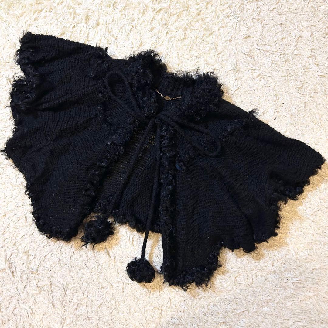 美品✨️BURBERRY ラム 毛皮 ウール ティペット ボレロ カーディガン