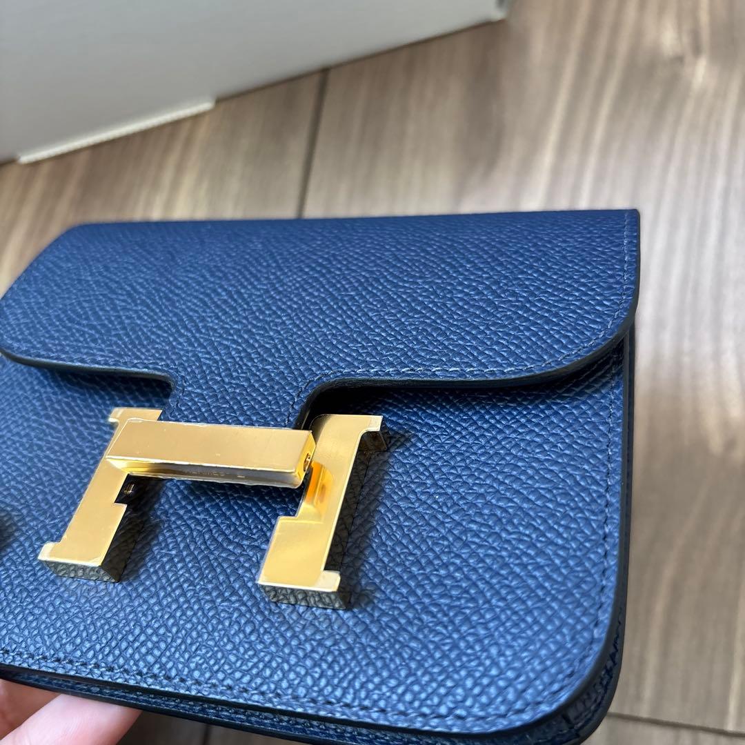 エルメス　バッグ　財布　ウォレット　コンスタンス　スリム　ネイビー