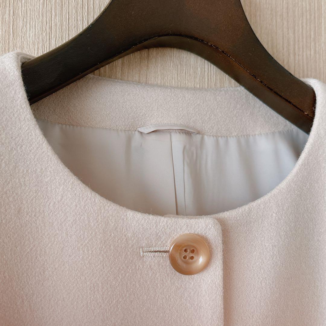 【935】アナイ　ウールペプラムノーカラージャケット　ライトベージュ　36